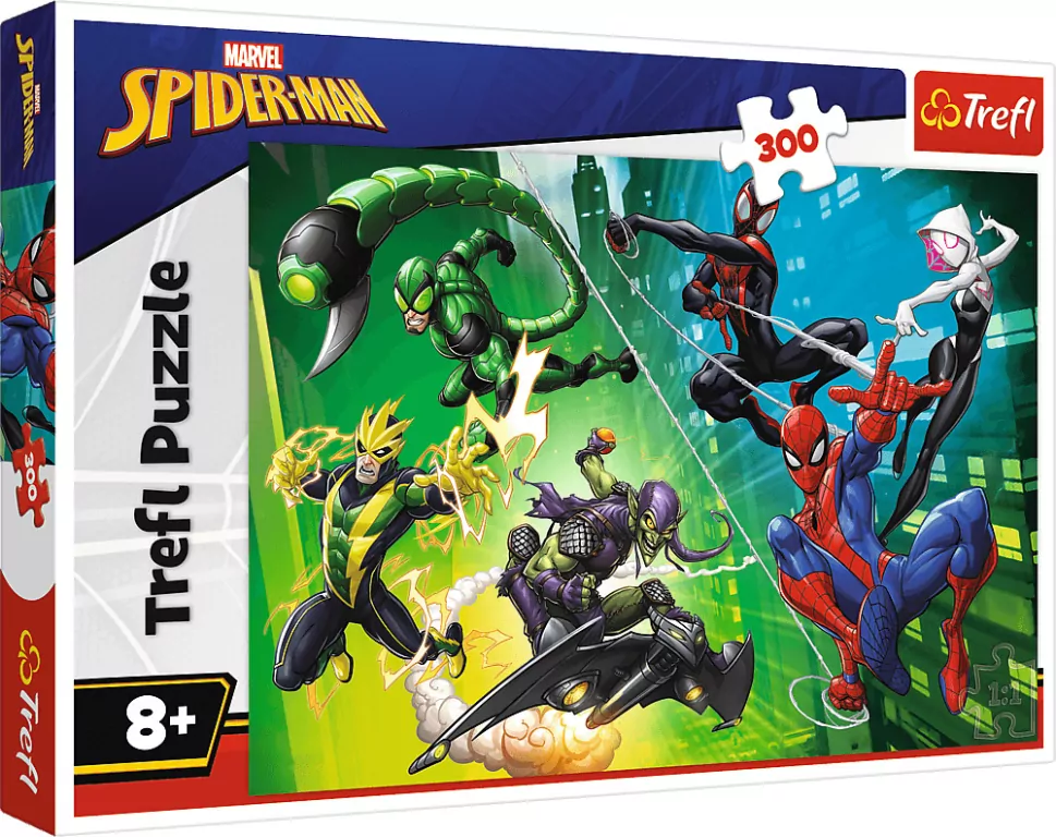 Puzzle 300 W pajęczej sieci Spiderman TREFL - tantis.pl