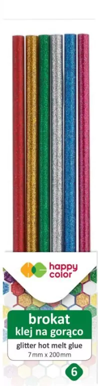 Klej do pistoletu na gorąco brokat 6sztHAPPY COLOR - tantis.pl