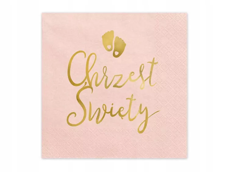 Serwetki Chrzest jasny różowy 33x33cm 12szt - tantis.pl