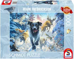 Puzzle PQ 1000 Mark Fredrickson Labrador na śniegu