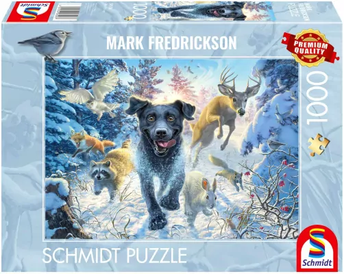 Puzzle PQ 1000 Mark Fredrickson Labrador na śniegu