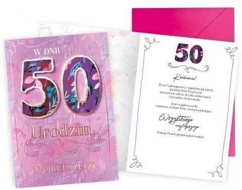 Karnet okolicznościowy. Urodziny 50. Kukartka - tantis.pl