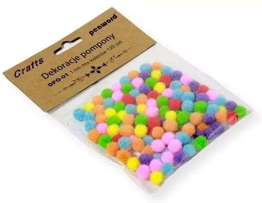 Dekoracje pompony 1cm mix kolorów - tantis.pl
