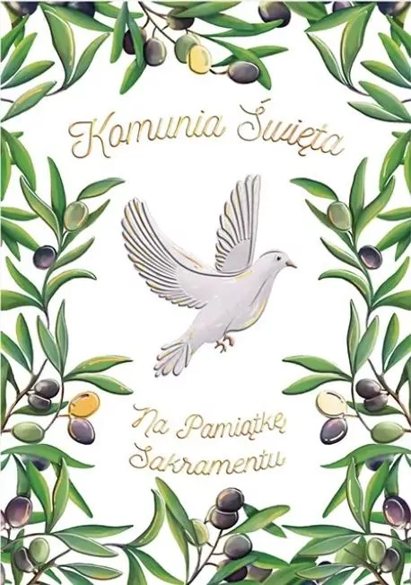 Karnet A5 Komunia. Gołąb z oliwkami - tantis.pl