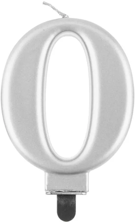 Świeczka B&C 0 metalik srebrna 8,0cm - tantis.pl