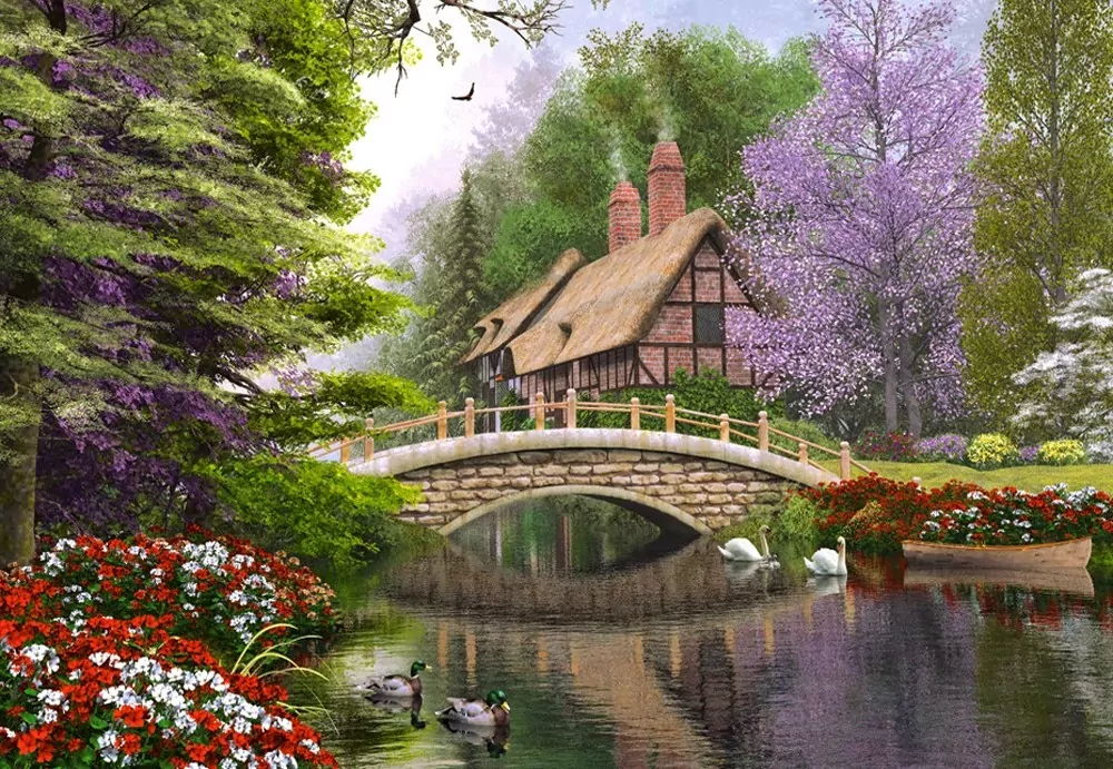Puzzle 1000. Dom nad rzeką  102365 - tantis.pl