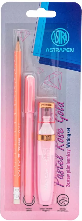 Zestaw piśmienniczy pastelowy Astrapen Rose Gold 3 elementy - tantis.pl