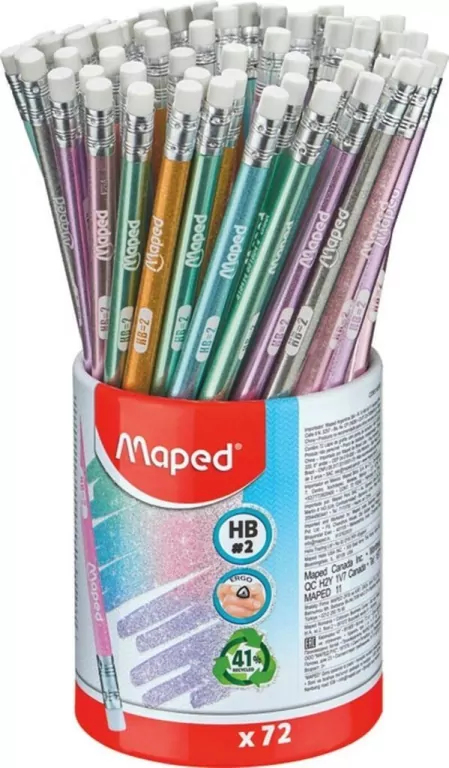 MAPED. Ołówek z gumką. Glitter brokat HB, 72 sztuk - tantis.pl