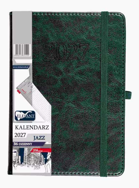 Kalendarz Jazz 2027 B6 dzienny zielony - tantis.pl