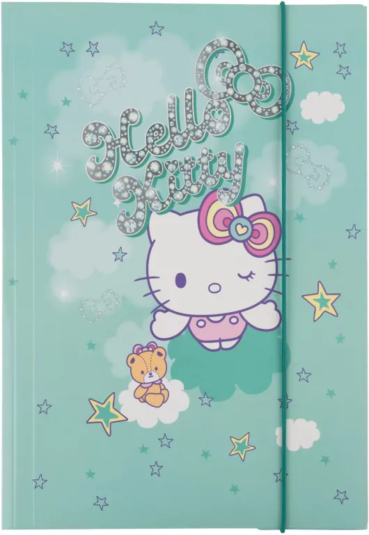 Teczka kartonowa z gumką A4 Hello Kitty pink wzór 2 - tantis.pl