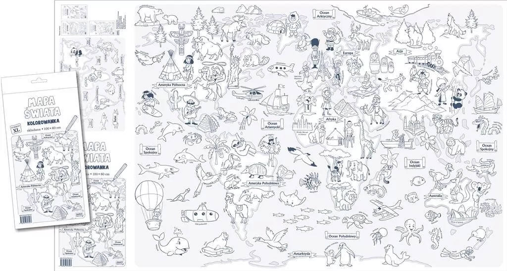 Mapa świata. Kolorowanka XL - tantis.pl
