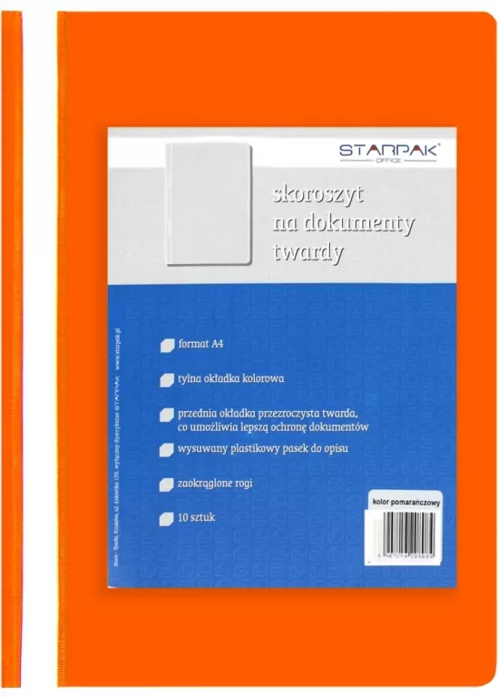 Skoroszyt twardy A4 pomarańczowy (10szt) - tantis.pl
