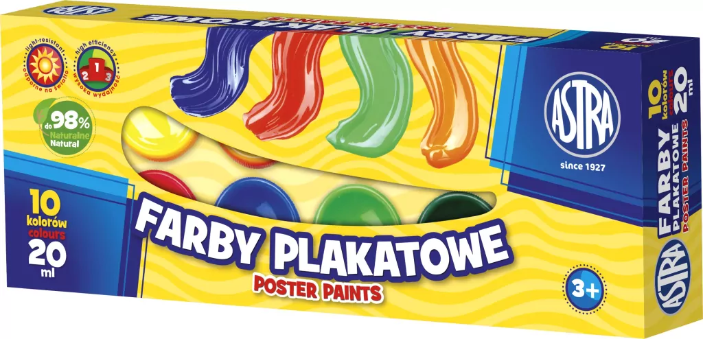 Farby plakatowe 10 kolorów 20ml ASTRA - tantis.pl