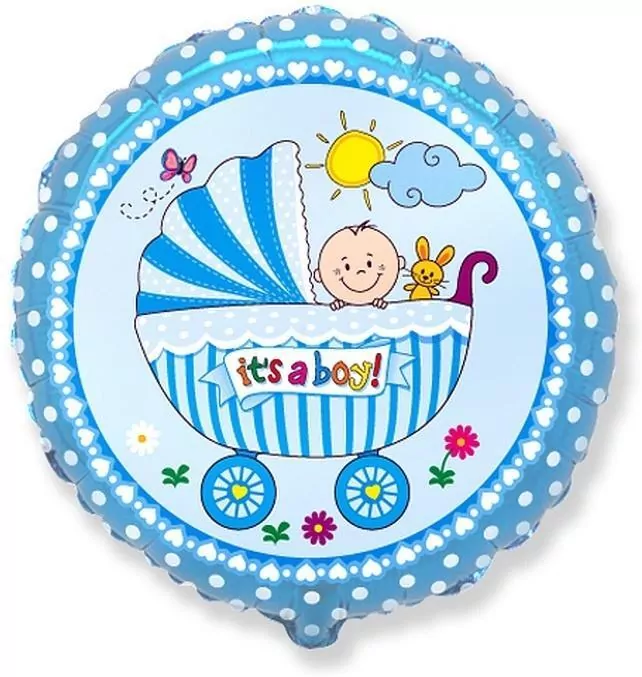 Balon foliowy Wózek dla chłopca 45cm - tantis.pl
