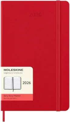 Kalendarz 2026 12M Moleskine L twarda oprawa dzienny Scarlet Red 13x21cm