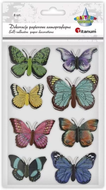 Dekoracje samoprzylepne papierowe 3D motyle 8szt - tantis.pl