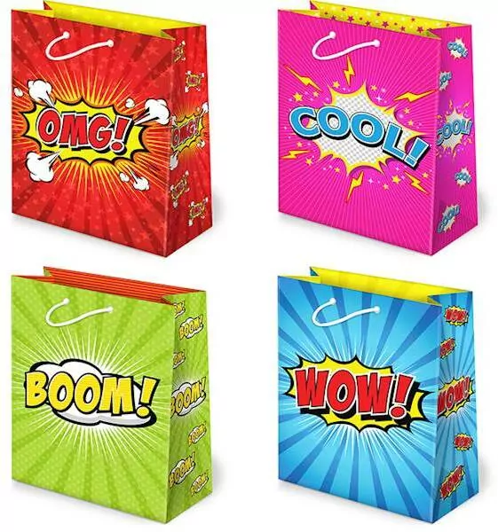 Torebki ozdobne XL. Dymki komiksowe, 10 sztuk - tantis.pl