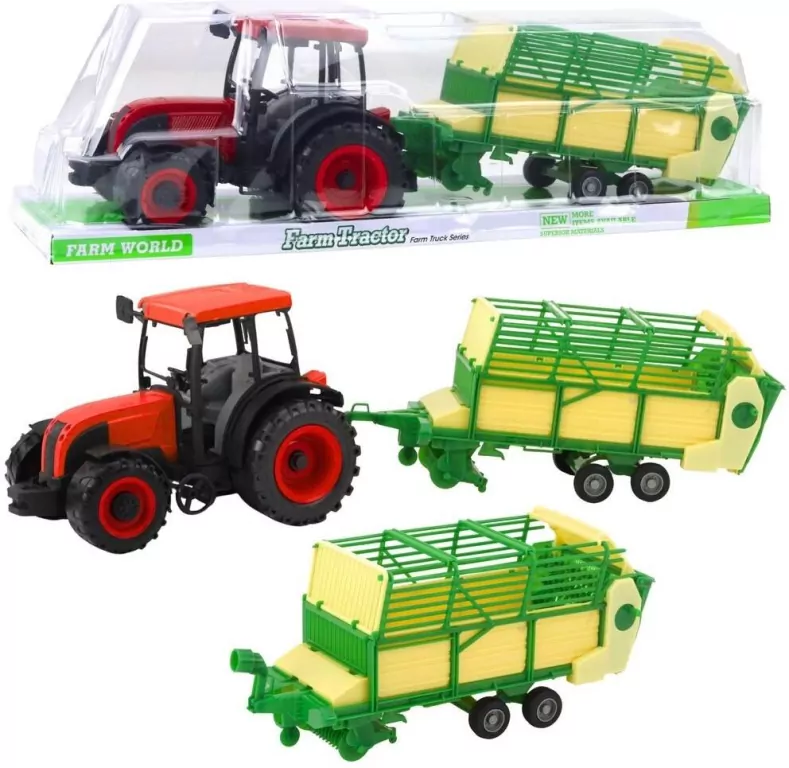 Traktor rolniczy z przyczepą zielono-żółtą - tantis.pl