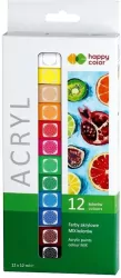 Farby akrylowe 12ml 12 kolorów HAPPY COLOR