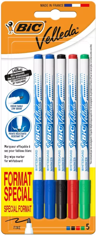 Marker suchościeralny BIC Velleda Fine 1721 blister 5 szt. - tantis.pl