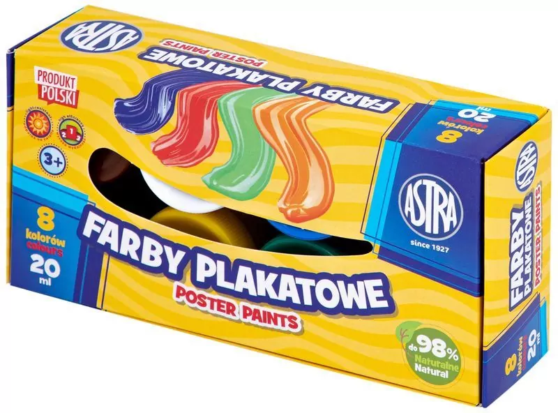 Farby plakatowe 8 kolorów 20ml - tantis.pl