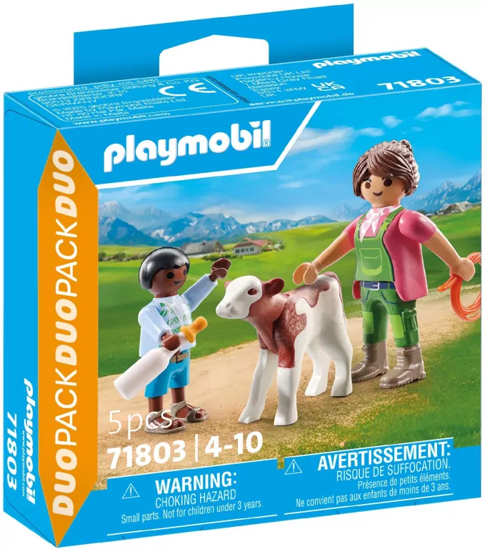 Playmobil Gospodyni wiejska z dzieckiem i cielakiem 71803 - tantis.pl
