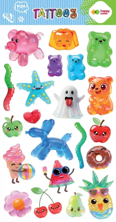 Tatuaże zmywalne Jelly Fun HAPPY COLOR - tantis.pl