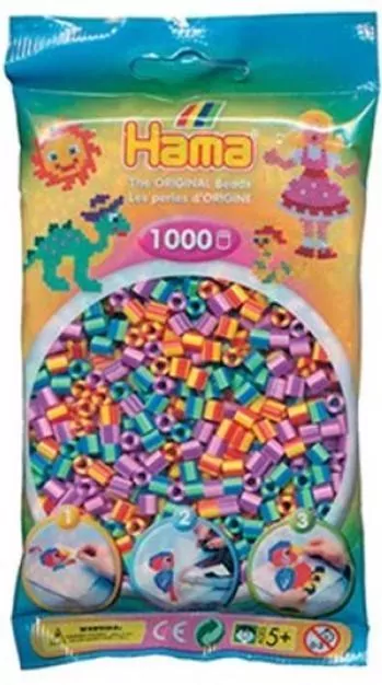 Hama Midi Koraliki w woreczku 1000 różnokolorowe w paski - tantis.pl