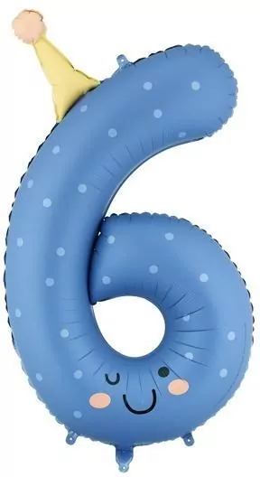 Balon foliowy Cyfra 6 niebieski 86cm - tantis.pl