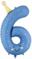 Balon foliowy Cyfra 6 niebieski 86cm - tantis.pl