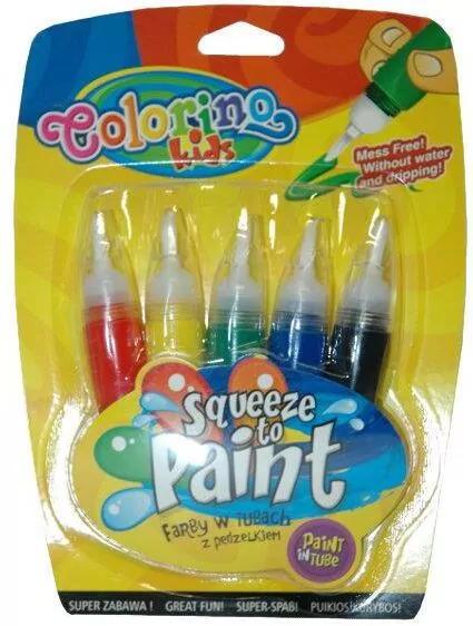Farby colorino kids w tubach z pędzelkiem 5 kolorów - tantis.pl