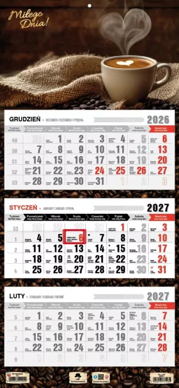 Kalendarz 2027 trójdzielny kawa 1 - tantis.pl