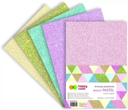 Arkusze piankowe A4. Brokat pastel - tantis.pl