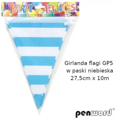 Girlanda flagi w paski niebieska 27.5cmx10m