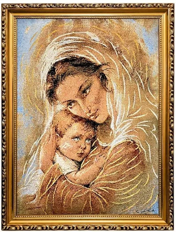 Obraz Haftowany Matka Boża z dzieciątkiem 42x32cm - tantis.pl