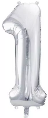 Balon foliowy 1, srebrny 86cm - tantis.pl