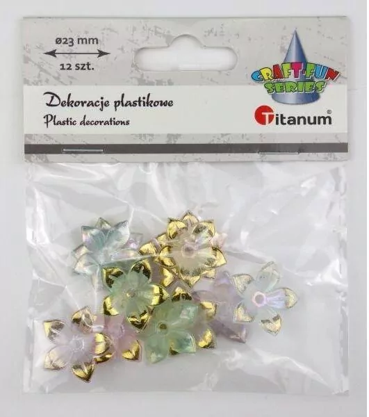 Koraliki plastikowe kwiatki 23mm 12szt - tantis.pl
