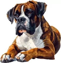 Diamentowa Mozaika Pies bokser leżący NO-2003089