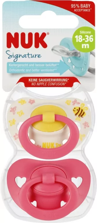NUK. Signature. Smoczki. 18-36 miesięcy. Pszczółka i czerwony - tantis.pl