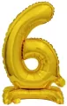 Balon foliowy mini cyfra 6 ze stopką złota 22x40cm - tantis.pl