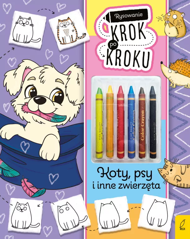Koty, psy i inne zwierzęta. Rysowanie krok po kroku z kredkami - tantis.pl