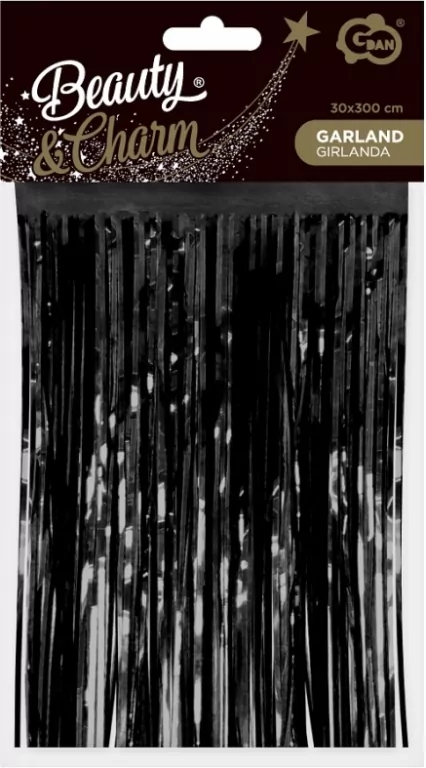 Girlanda dekoracyjna metaliczna czarna 30x300cm - tantis.pl