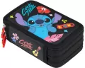 Piórnik potrójny z wyposażeniem Stitch black Aloha - tantis.pl
