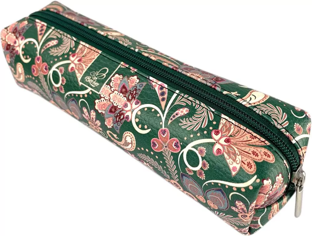 Piórnik prostokąt Paisley kwiaty green - tantis.pl
