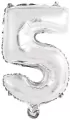 Balon foliowy mini cyfra 5 srebrna 25,5x40cm - tantis.pl