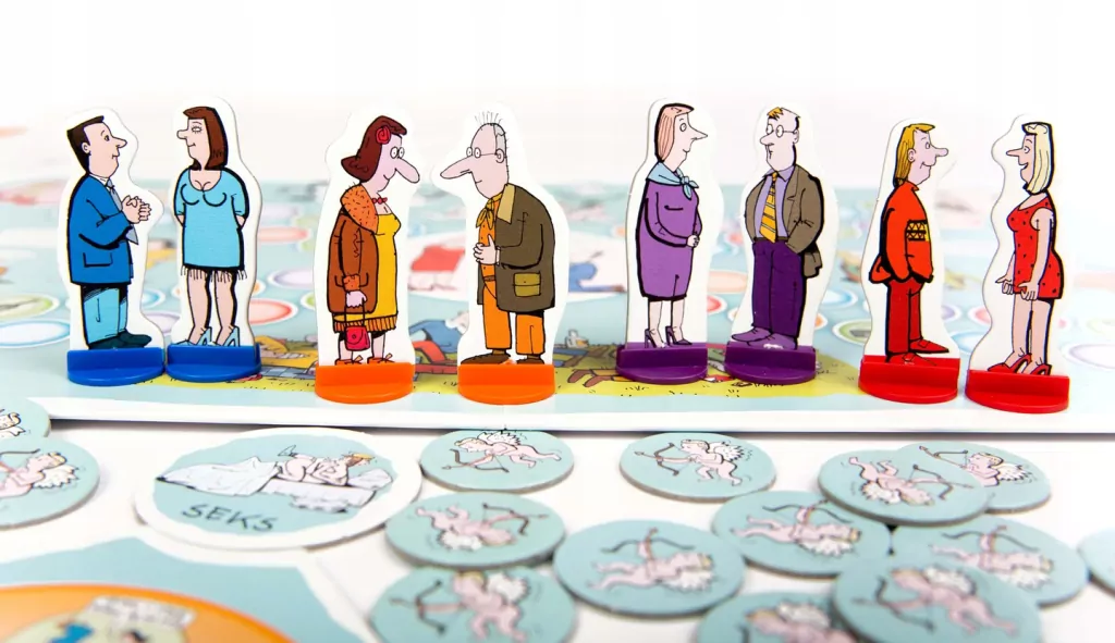 Gierki małżeńskie. Gra planszowa ilustrowana rysunkami Andrzeja Mleczki - tantis.pl