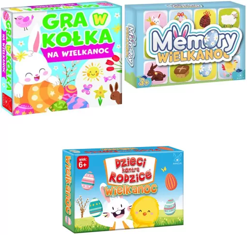 Pakiet: Gra w kółka na Wielkanoc / Memory Wielkanoc / Wielkanoc. Dzieci kontra Rodzice - tantis.pl