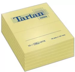 Bloczek samoprzylepny Tartan 76x127mm 12x100K żóty