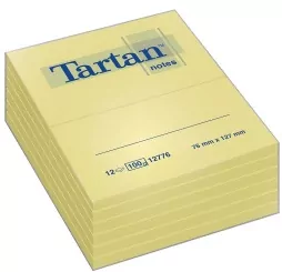 Bloczek samoprzylepny Tartan 76x127mm 12x100K żóty