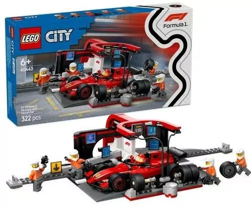 LEGO® F1® Pit stop i mechanicy z bolidem Ferrari 60443 - tantis.pl